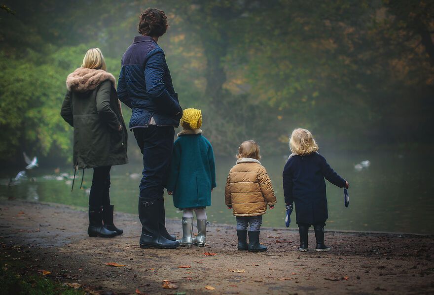 Photograph of a family in a park