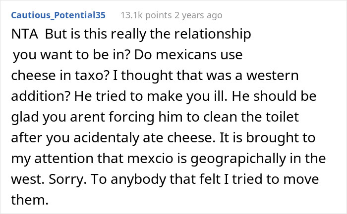 Boyfriend Gets Called 'Raging Douchecanoe' After Secretly Putting Cheese Into His Lactose Intolerant Girlfriend's Tacos