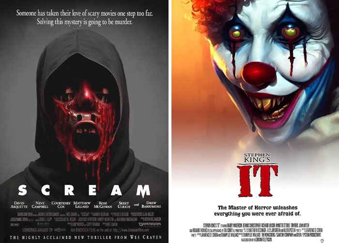 10 Side-By-Side Photos Of Horror Movie Poster Originals And Their Recreations By AI