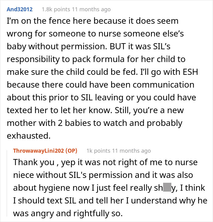"I Don't Know What She Expected Me To Do": Disgusted Woman Berates SIL For Breastfeeding Her Baby "I Don't Know What She Expected Me To Do": Disgusted Woman Berates SIL For Breastfeeding Her Baby