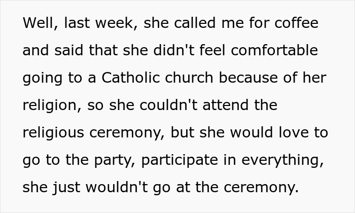 Evangelical Sister Gets Crossed Out From The Wedding Guest List After She Gets Into Religious Argument With Catholic Bride Evangelical Sister Gets Crossed Out From The Wedding Guest List After She Gets Into Religious Argument With Catholic Bride