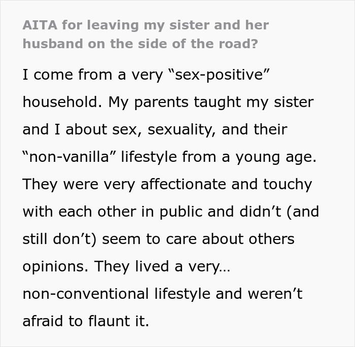 "AITA For Leaving My Sister And Her Husband On The Side Of The Road?"
