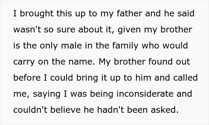 Woman’s Fiancé Plans To Take Her Last Name, Family Drama Ensues When Her Brother And Father Find Out