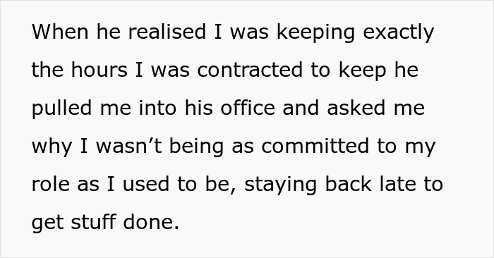Employee Decides To Stop Working Overtime After Getting In Trouble For Being 3 Minutes Late Employee Decides To Stop Working Overtime After Getting In Trouble For Being 3 Minutes Late