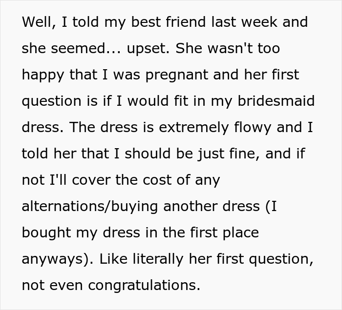 Bride Doesn't Want Her Best Friend In Wedding Photos Because Her "Bump Would Be Too Distracting", She Drops Out Bride Doesn't Want Her Best Friend In Wedding Photos Because Her "Bump Would Be Too Distracting", She Drops Out