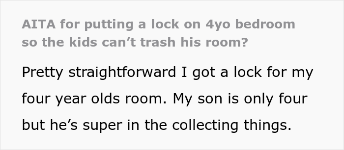 Mom Puts A Lock On Her 4-Y.O. Son's Door To Not Let Her Friends' And Relatives' Kids Destroy His Favorite Toys