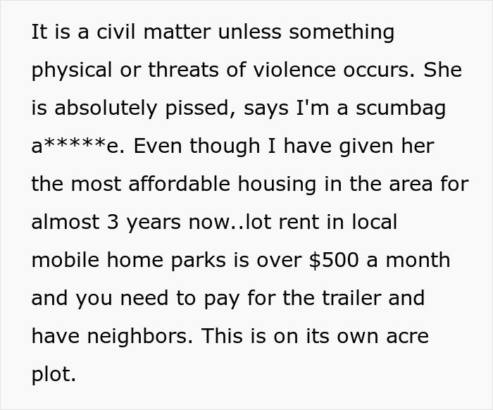 Unpaying Tenant Doesn’t Want To Leave Her Trailer So The Landlord Decides To “Move In” To Make Her Leave Unpaying Tenant Doesn’t Want To Leave Her Trailer So The Landlord Decides To “Move In” To Make Her Leave