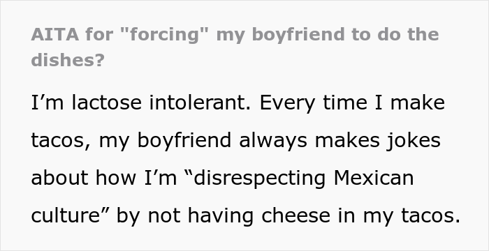 Boyfriend Gets Called 'Raging Douchecanoe' After Secretly Putting Cheese Into His Lactose Intolerant Girlfriend's Tacos