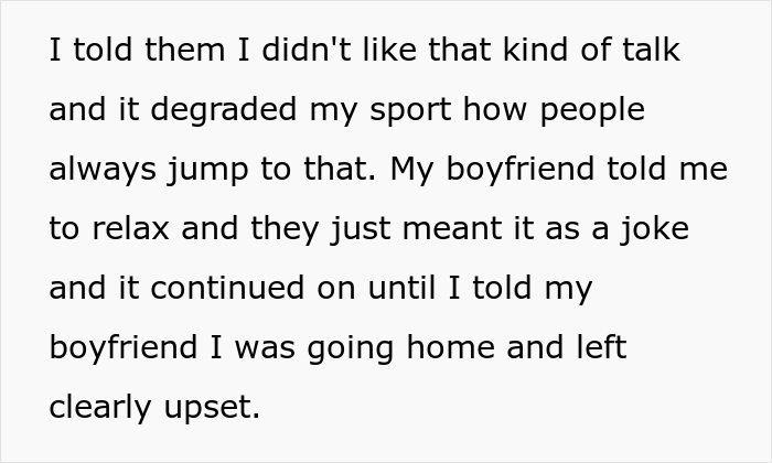 Woman Leaves Party After Enduring Insensitive Jokes About Her Being A Gymnast, Gets Slammed By Boyfriend For “Overreacting” Woman Leaves Party After Enduring Insensitive Jokes About Her Being A Gymnast, Gets Slammed By Boyfriend For “Overreacting”