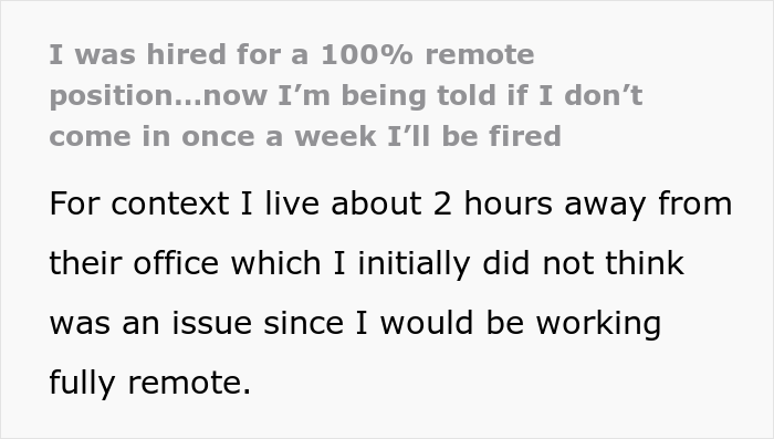 Woman Is About To Be Fired For Refusing To Come To The Office Because She Was Hired For A 100% Remote Job, Asks The Internet For Advice