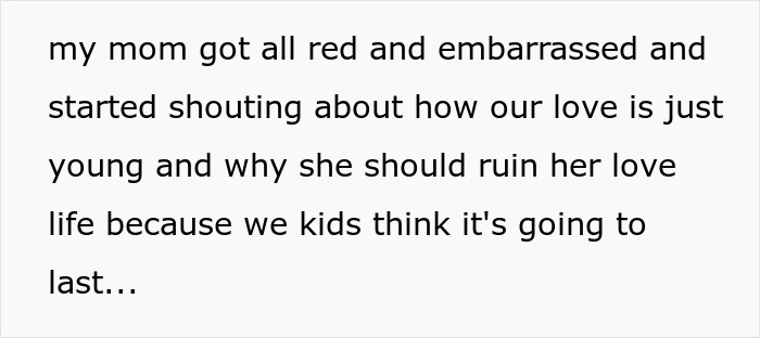 Couple Of 4 Years Find Out Their Parents Are Dating, The Daughter Gets Called A Jerk For Embarrassing Her Mom In Front Of Family Couple Of 4 Years Find Out Their Parents Are Dating, The Daughter Gets Called A Jerk For Embarrassing Her Mom In Front Of Family