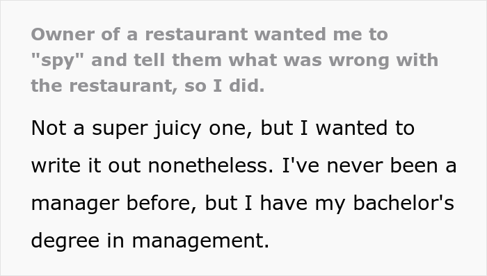 New Employee Gets Fired On The Spot After Telling Restaurant Owners That Their Business Lacks Management