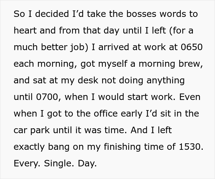 Employee Decides To Stop Working Overtime After Getting In Trouble For Being 3 Minutes Late Employee Decides To Stop Working Overtime After Getting In Trouble For Being 3 Minutes Late