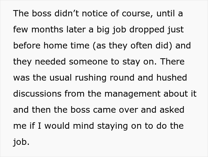 Employee Decides To Stop Working Overtime After Getting In Trouble For Being 3 Minutes Late Employee Decides To Stop Working Overtime After Getting In Trouble For Being 3 Minutes Late