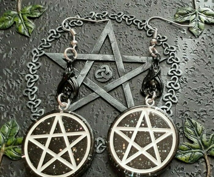 Bat And Pentagram Earrings, Made For My Daughter For Samhain