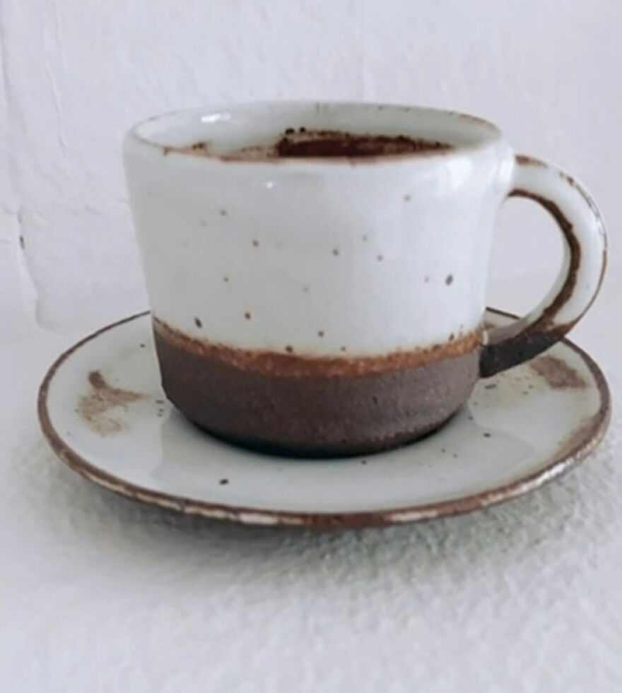 Espresso Cup And Saucer Fresh From The Kiln. First Time Making A Saucer On The Wheel