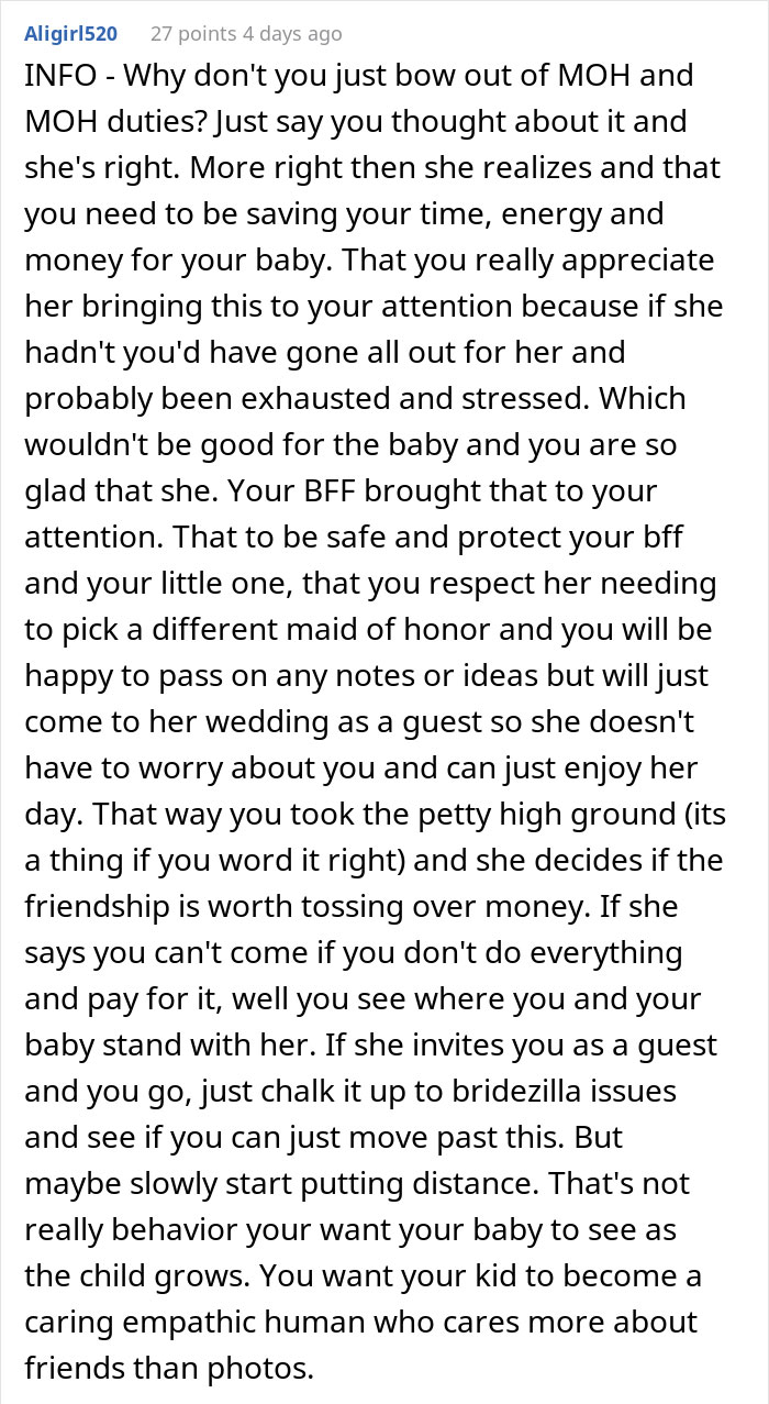 Bride Doesn't Want Her Best Friend In Wedding Photos Because Her "Bump Would Be Too Distracting", She Drops Out Bride Doesn't Want Her Best Friend In Wedding Photos Because Her "Bump Would Be Too Distracting", She Drops Out