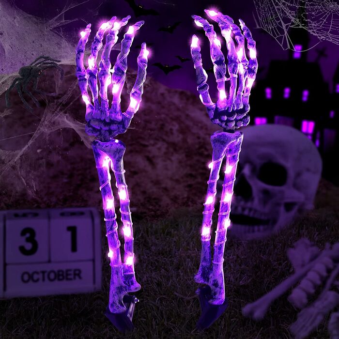 Light Up Skeleton Hands Halloween Decorations