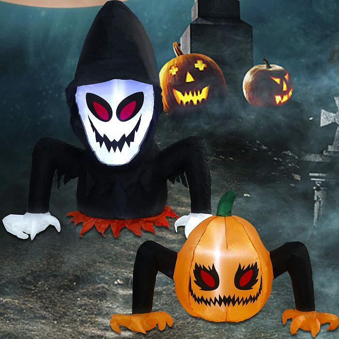 Halloween Inflatable Pumpkins, Inflatable Grim Ghost Reaper Decorations