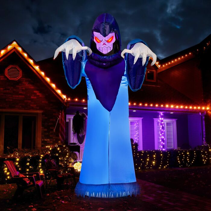 Halloween Inflatable Giant Spooky Warlock With Built-In Leds