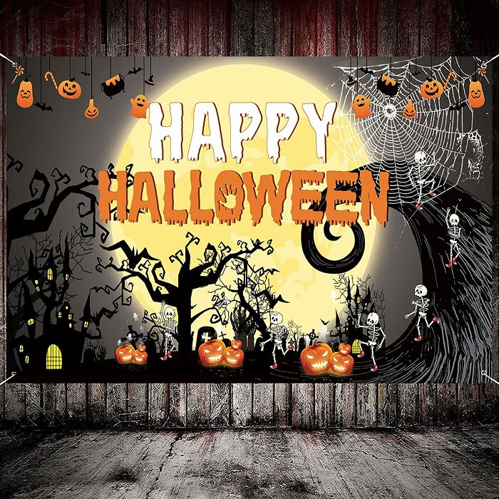 Happy Halloween Theme Fabric Poster Banner