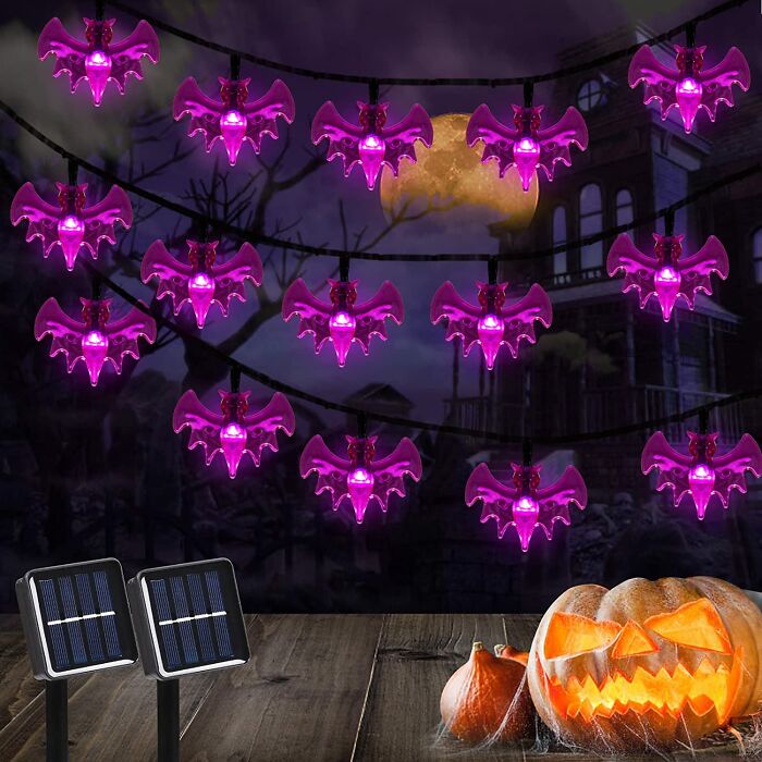 2 Pack Purple Bat Halloween Decorative Light