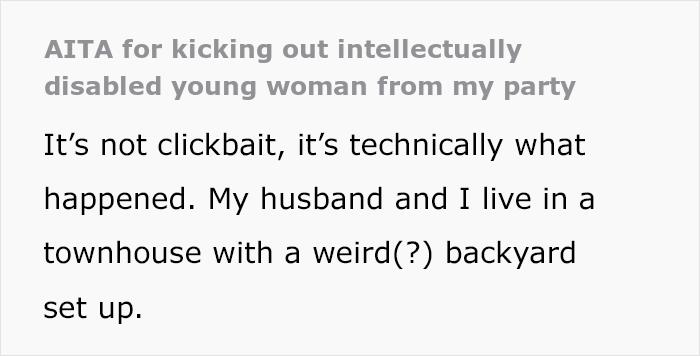 “Am I The Jerk For Kicking Out An Intellectually Disabled Young Woman From My Party?”
