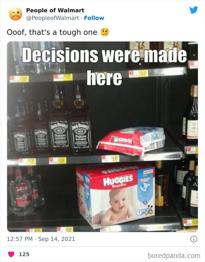 Jack Daniels bottles and Huggies diapers with wet wipes near