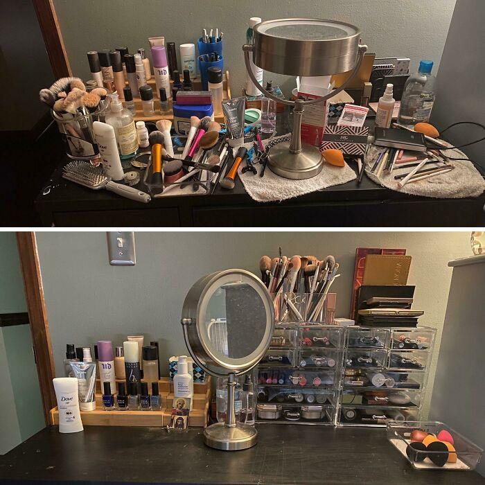 Finally Cleaned My Desk And Organized My Makeup