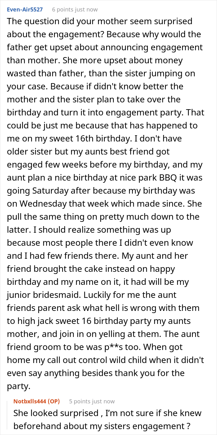 People Support This 16 Y.O. Who Left Her Own Birthday Party After Sister Stole The Spotlight By Announcing Her Engagement