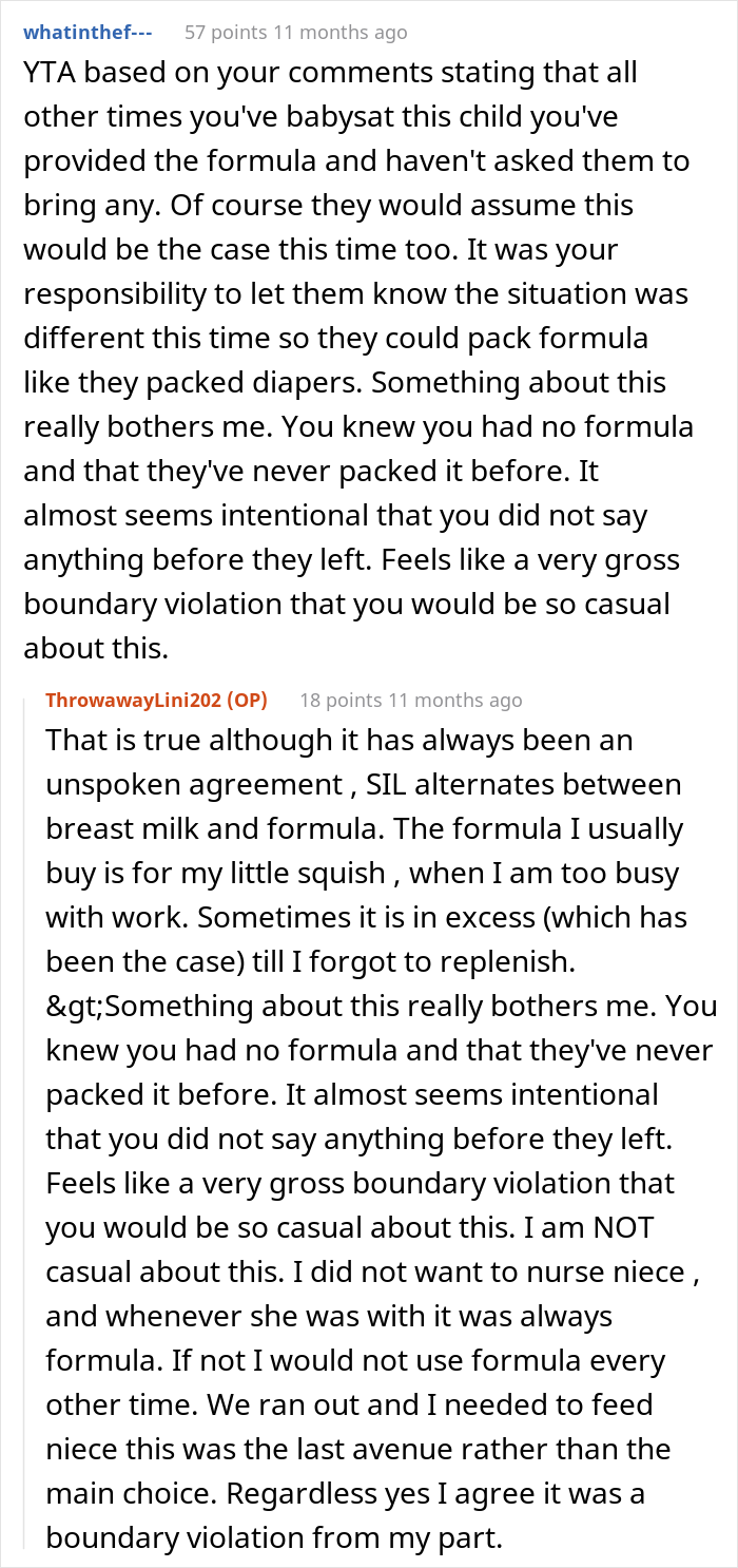 "I Don't Know What She Expected Me To Do": Disgusted Woman Berates SIL For Breastfeeding Her Baby "I Don't Know What She Expected Me To Do": Disgusted Woman Berates SIL For Breastfeeding Her Baby
