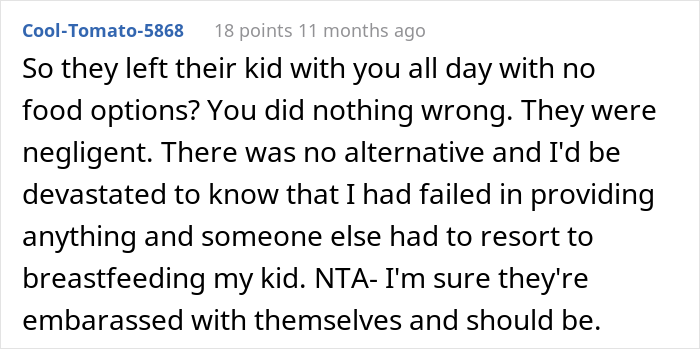 "I Don't Know What She Expected Me To Do": Disgusted Woman Berates SIL For Breastfeeding Her Baby "I Don't Know What She Expected Me To Do": Disgusted Woman Berates SIL For Breastfeeding Her Baby