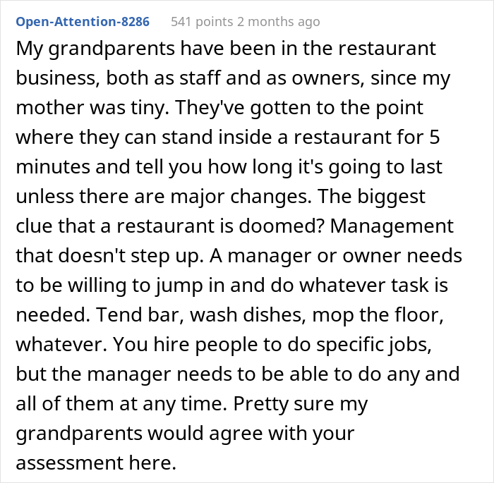 New Employee Gets Fired On The Spot After Telling Restaurant Owners That Their Business Lacks Management