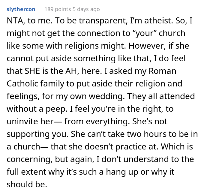 Evangelical Sister Gets Crossed Out From The Wedding Guest List After She Gets Into Religious Argument With Catholic Bride Evangelical Sister Gets Crossed Out From The Wedding Guest List After She Gets Into Religious Argument With Catholic Bride