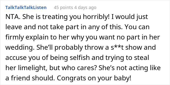 Bride Doesn't Want Her Best Friend In Wedding Photos Because Her "Bump Would Be Too Distracting", She Drops Out Bride Doesn't Want Her Best Friend In Wedding Photos Because Her "Bump Would Be Too Distracting", She Drops Out