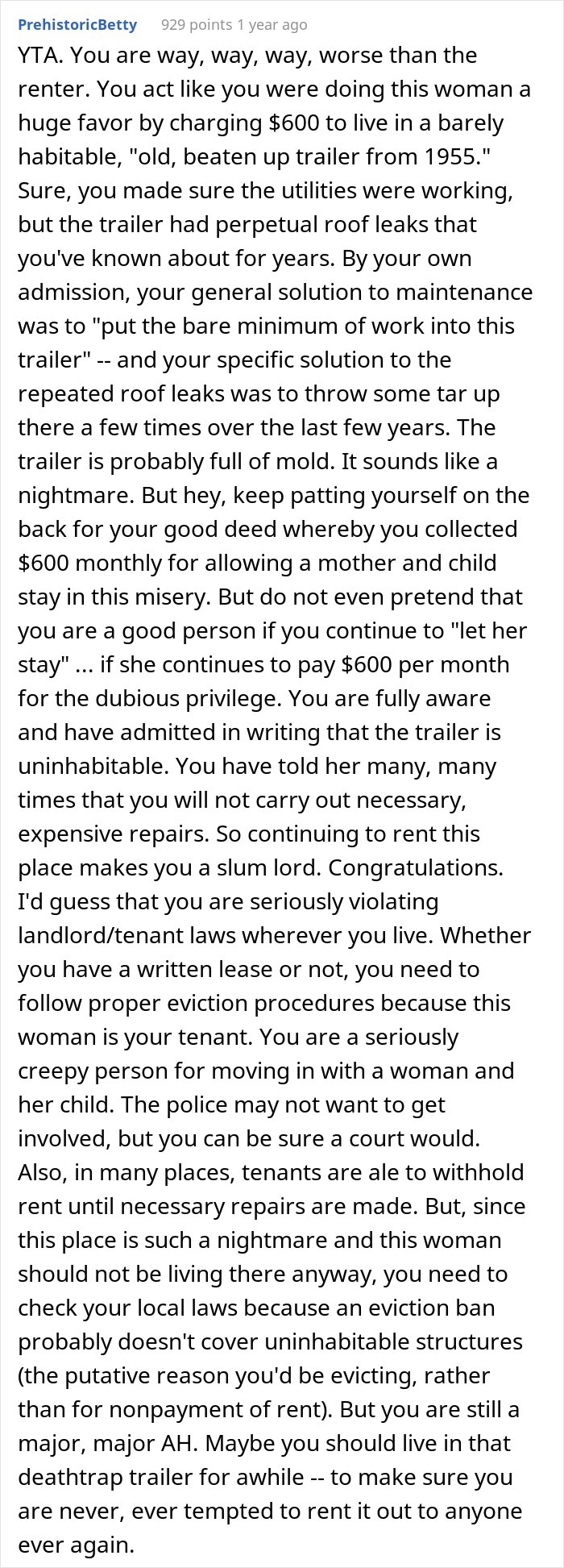 Unpaying Tenant Doesn’t Want To Leave Her Trailer So The Landlord