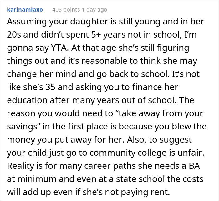 20 Y.O. Decided To Go Back To College, Found Out That Her Parents Spent All 30K They Saved Up For Her Education To Remodel Their Kitchen 20 Y.O. Decided To Go Back To College, Found Out That Her Parents Spent All 30K They Saved Up For Her Education To Remodel Their Kitchen