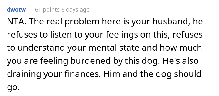 Woman Asks If She Is Being Selfish For Wanting Her Husband’s Dog Gone When It Ate Her Food She Got For The First Time In 2 Days Woman Asks If She Is Being Selfish For Wanting Her Husband’s Dog Gone When It Ate Her Food She Got For The First Time In 2 Days