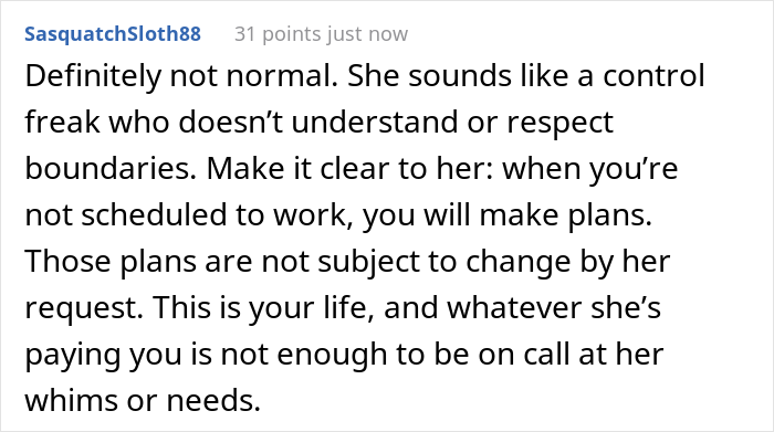 “My Boss Implied That I Need Her Permission To Do Things On My Days Off” “My Boss Implied That I Need Her Permission To Do Things On My Days Off”