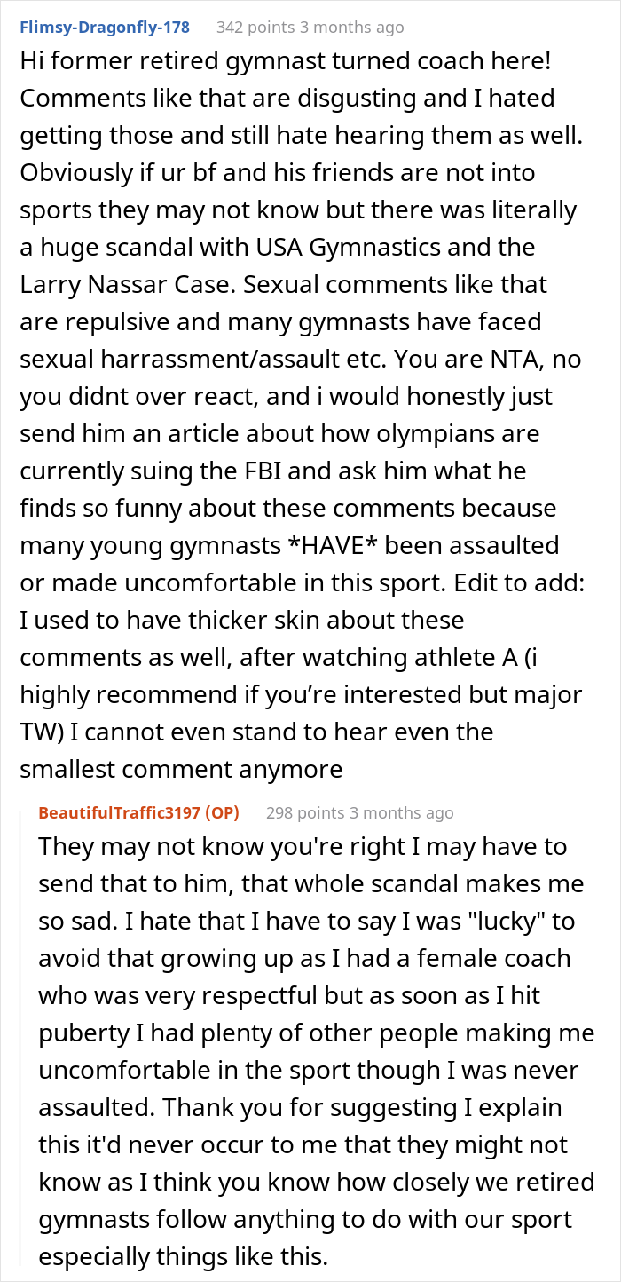 Woman Leaves Party After Enduring Insensitive Jokes About Her Being A Gymnast, Gets Slammed By Boyfriend For “Overreacting” Woman Leaves Party After Enduring Insensitive Jokes About Her Being A Gymnast, Gets Slammed By Boyfriend For “Overreacting”