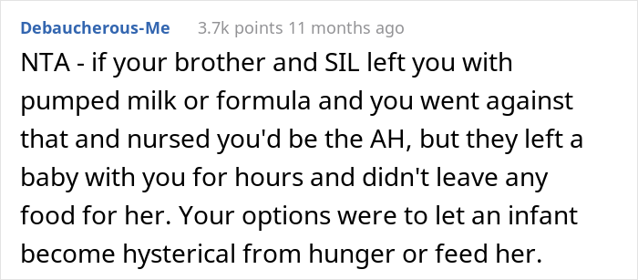 "I Don't Know What She Expected Me To Do": Disgusted Woman Berates SIL For Breastfeeding Her Baby "I Don't Know What She Expected Me To Do": Disgusted Woman Berates SIL For Breastfeeding Her Baby