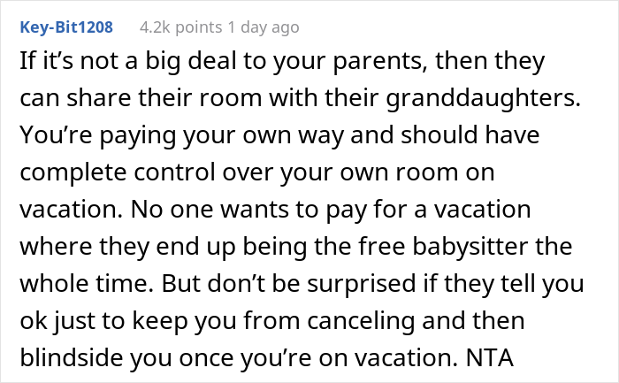 “[Would I Be The Jerk] If I Cancelled My Vacation Ticket Because My Family Wants Me To Share A Room With My Nieces?”