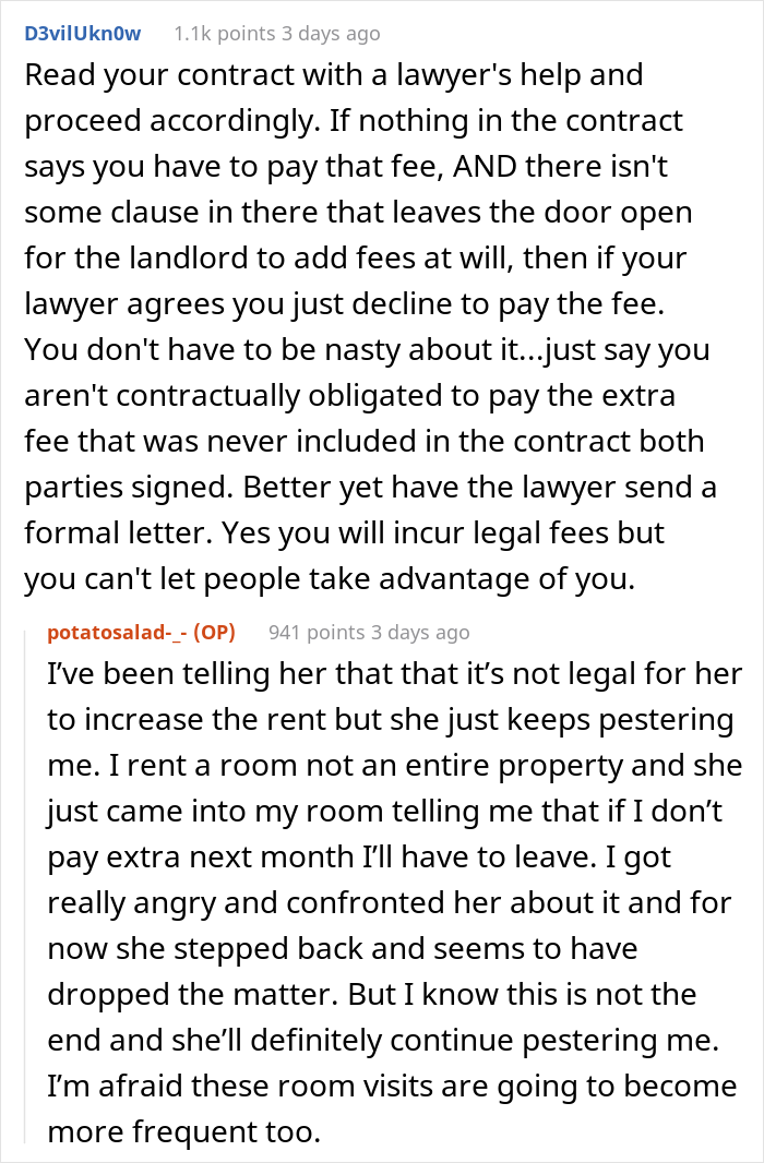 Landlord Keeps Annoying This Tenant After They Refused To Pay $30 Extra A Month For Staying At Home On Weekends