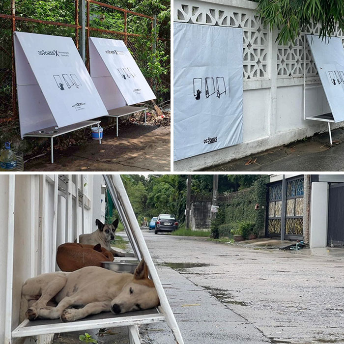 Stand for Strays Thailand, ha lanzado refugios plegables hechos de vallas publicitarias recicladas para perros callejeros