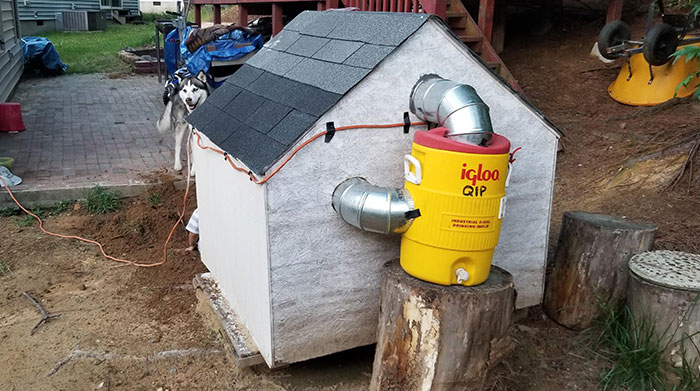 My Dad Made An AC For Our Husky's Dog House