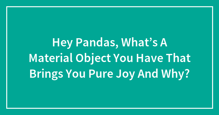 Hey Pandas, What’s A Material Object You Have That Brings You Pure Joy And Why? (Closed)
