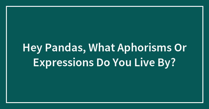 Hey Pandas, What Aphorisms Or Expressions Do You Live By? (Closed)