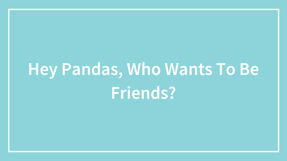 Hey Pandas, Who Wants To Be Friends?