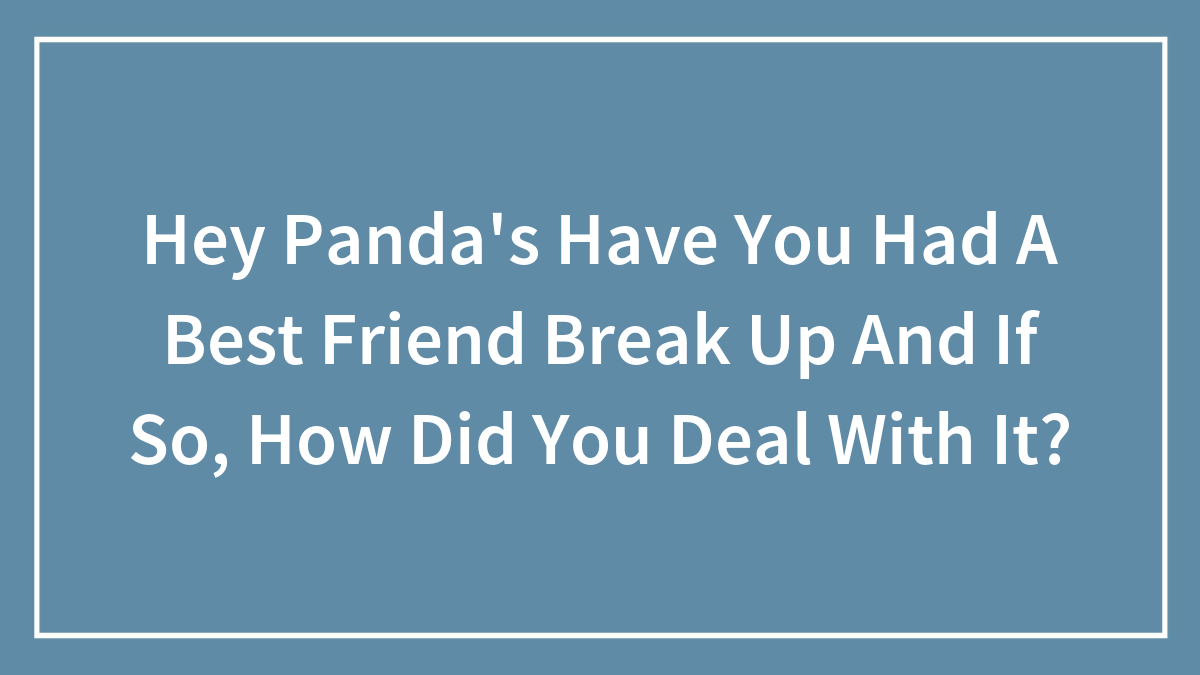 Hey Panda’s Have You Had A Best Friend Break Up And If So, How Did You Deal With It?