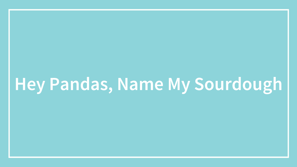 Hey Pandas, Name My Sourdough